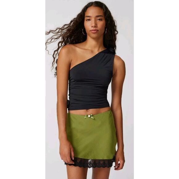 Urban Outfitters Out From Under Green Juliette Lace Trim Mini Skirt Small NWT - Picture 3 of 9